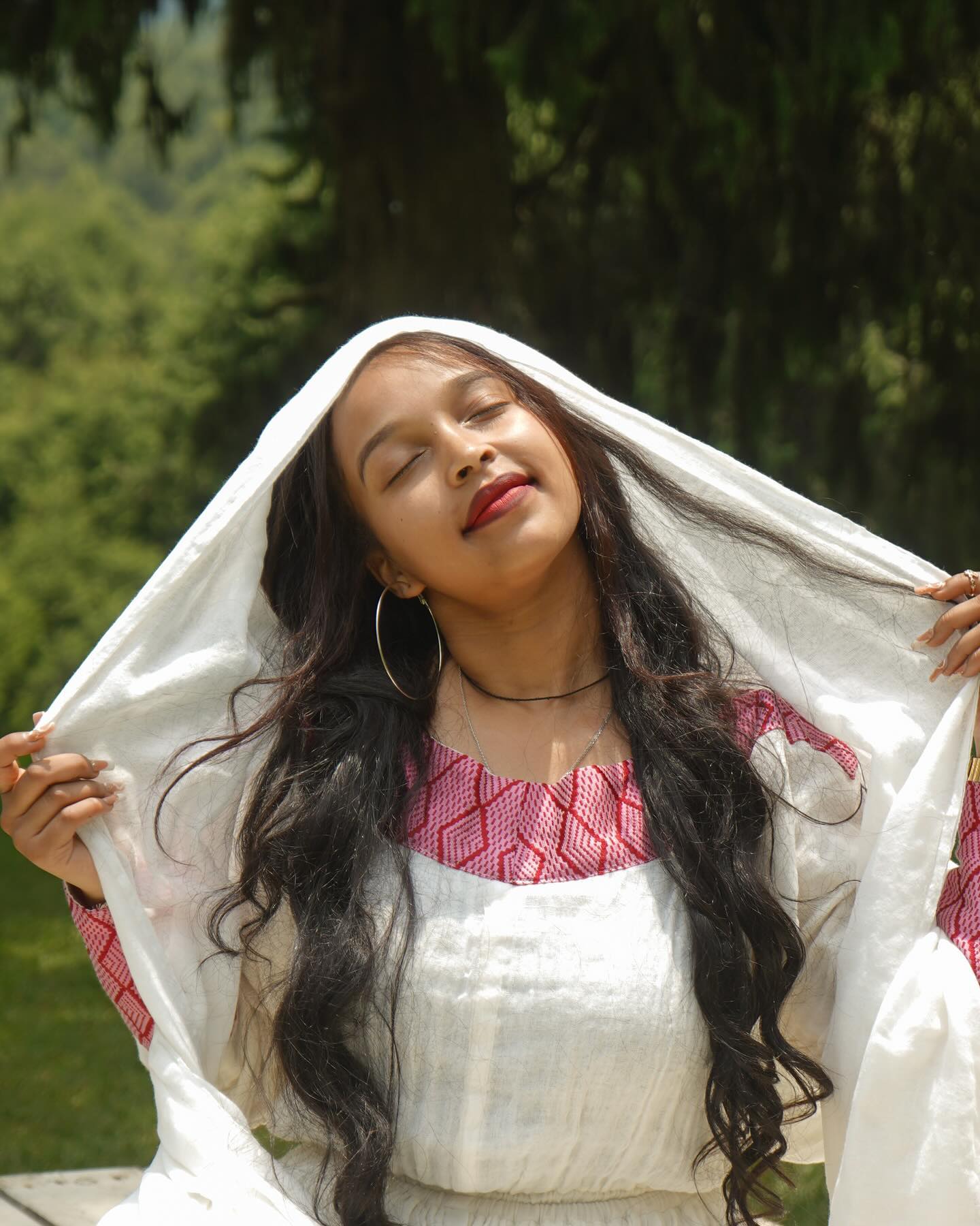 LETESENBET ROMANTIC WHITE HABESHA KEMIS | RED/PINK EMBROIDERY HABESHA DRESS | ETHIOPIAN CLOTHING