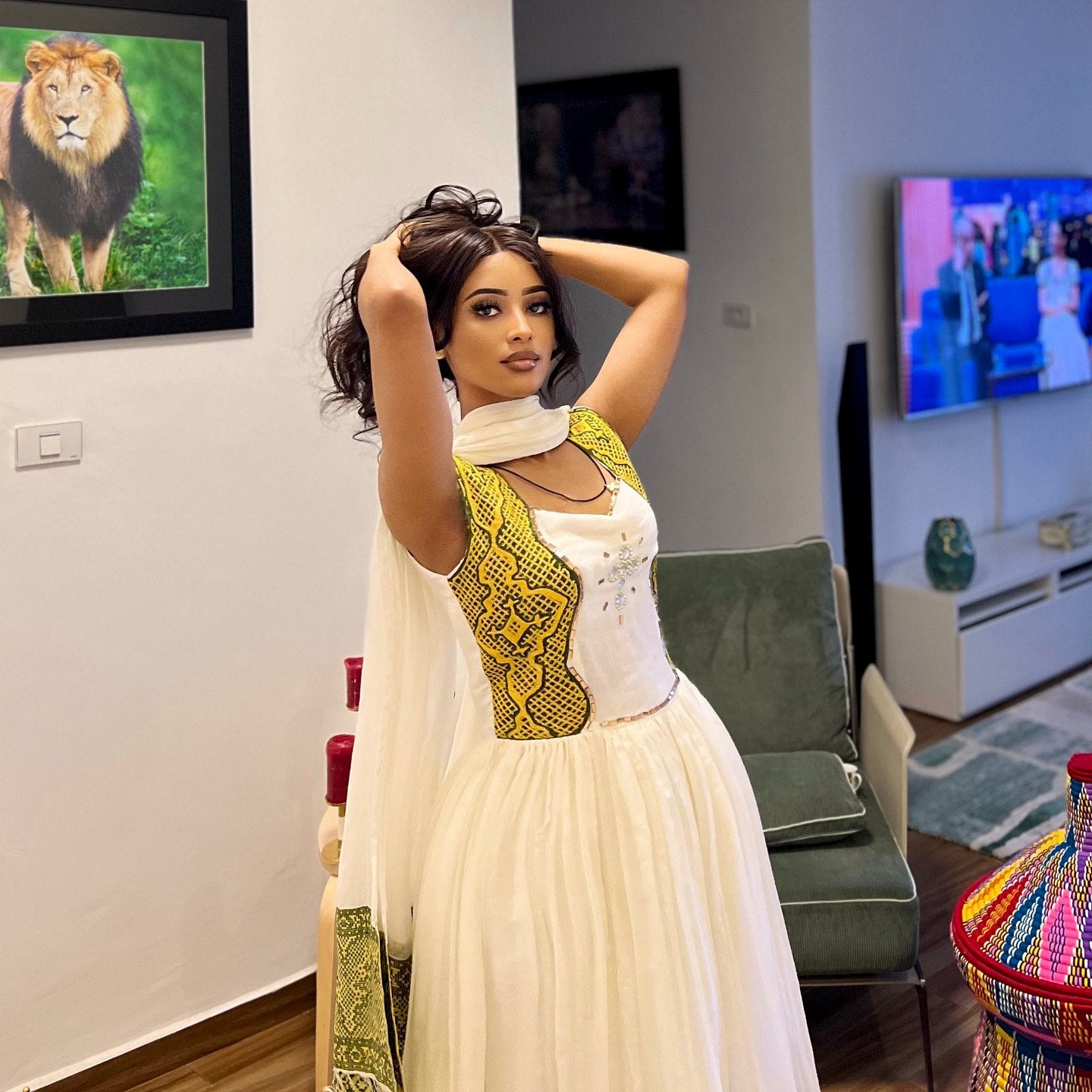 ALEME ROYAL ETHIOPIAN DRESS | DISTINCTIVE HERITAGE HABESHA KEMIS | HANDWOVEN HABESHA DRESS