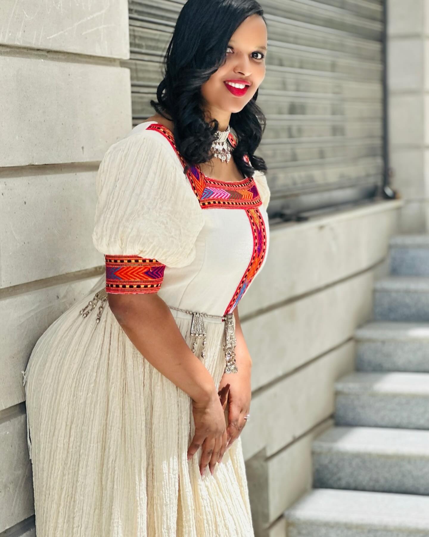 BIZUYE HANDWOVEN HABESHA KEMIS | SHORT SLEEVE HABESHA DRESS | CULTURAL ETHIOPIAN DRESS