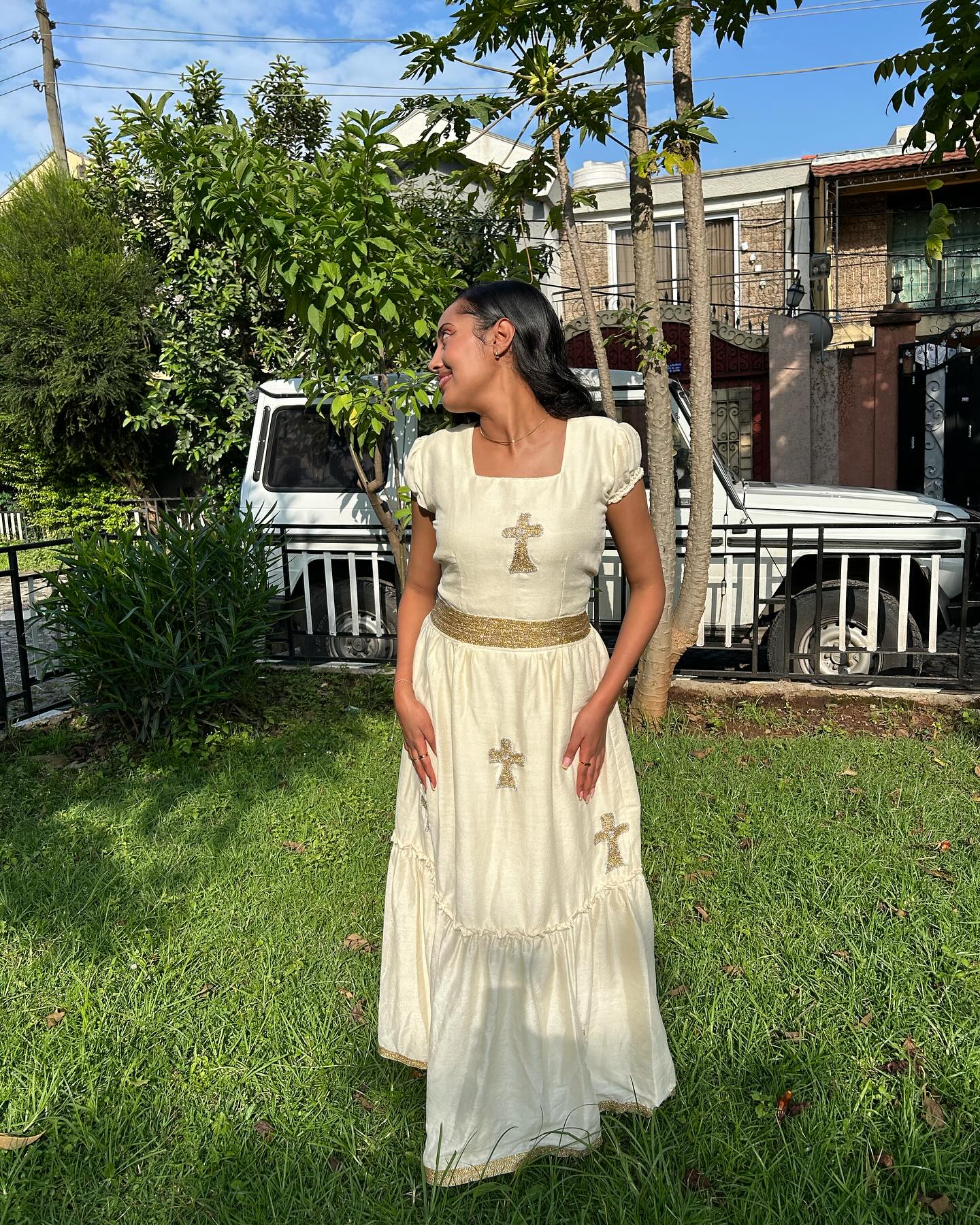 LIZA SHORT SLEEVE HABESHA DRESS | CLASSIC HABESHA KEMIS | MINIMALIST ETHIOPIAN CLOTHING