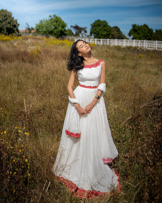 BACKLESS HABESHA KEMIS ONLINE | AUTHENTIC ETHIOPIAN TRADITIONAL DRESS WITH CULTURAL DETAIL