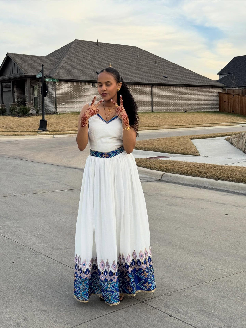 AKALE ETHIOPIAN CLOTHING COLLECTION | SLEEVELESS HABESHA DRESS | BLUE HABESHA KEMIS DESIGN