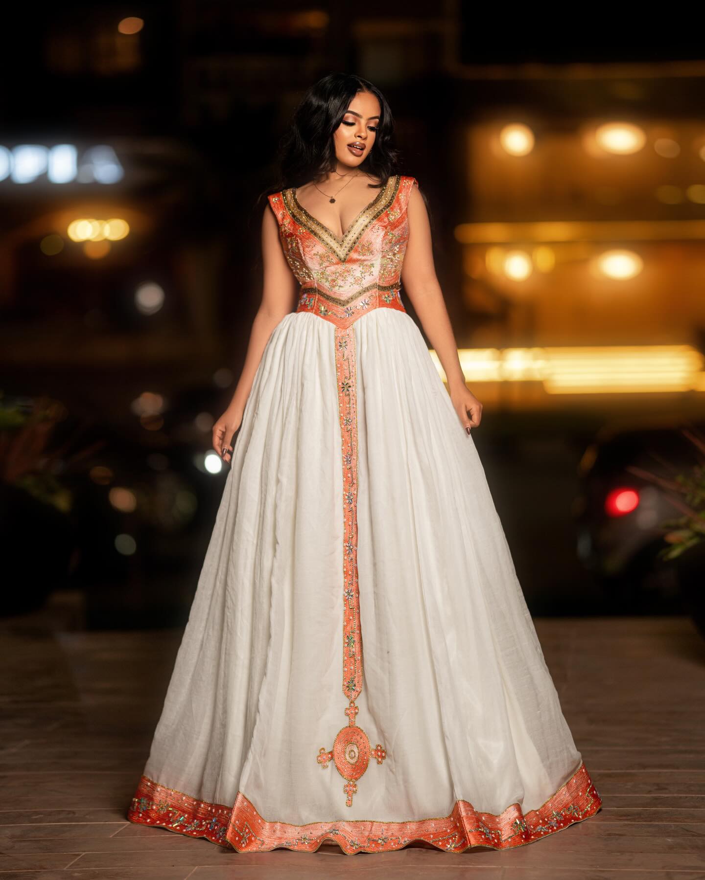 KURAT ORNATE DETAILING HABESHA KEMIS | ETHIOPIAN WEDDING DRESS | GRACEFUL HABESHA DRESS FOR WEDDING