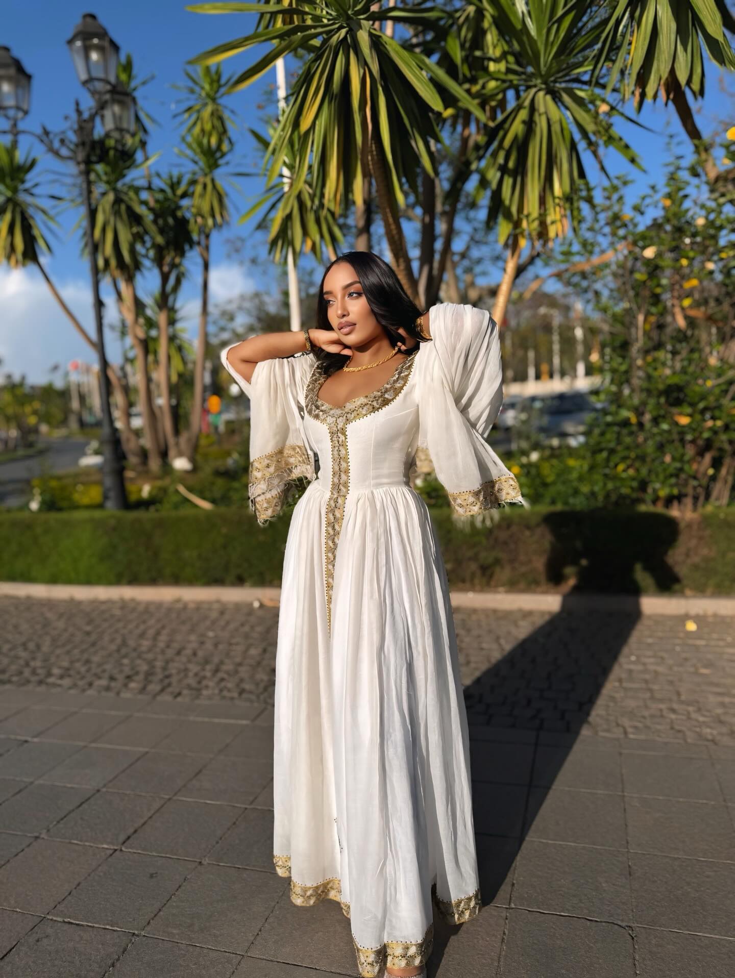 HIDASE LUXURIOUS HABESHA DRESS | ETHIOPIAN TRADITIONAL DRESS | PUFF SLEEVE HABESHA KEMIS DESIGN