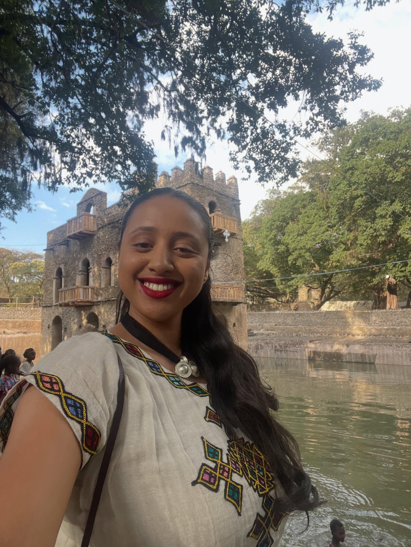 FEGEGTA WHITE HABESHA KEMIS | WITH MULTICOLOR WOVEN HABESHA DRESS | TRADITIONAL ETHIOPIAN & ERITREAN DRESS