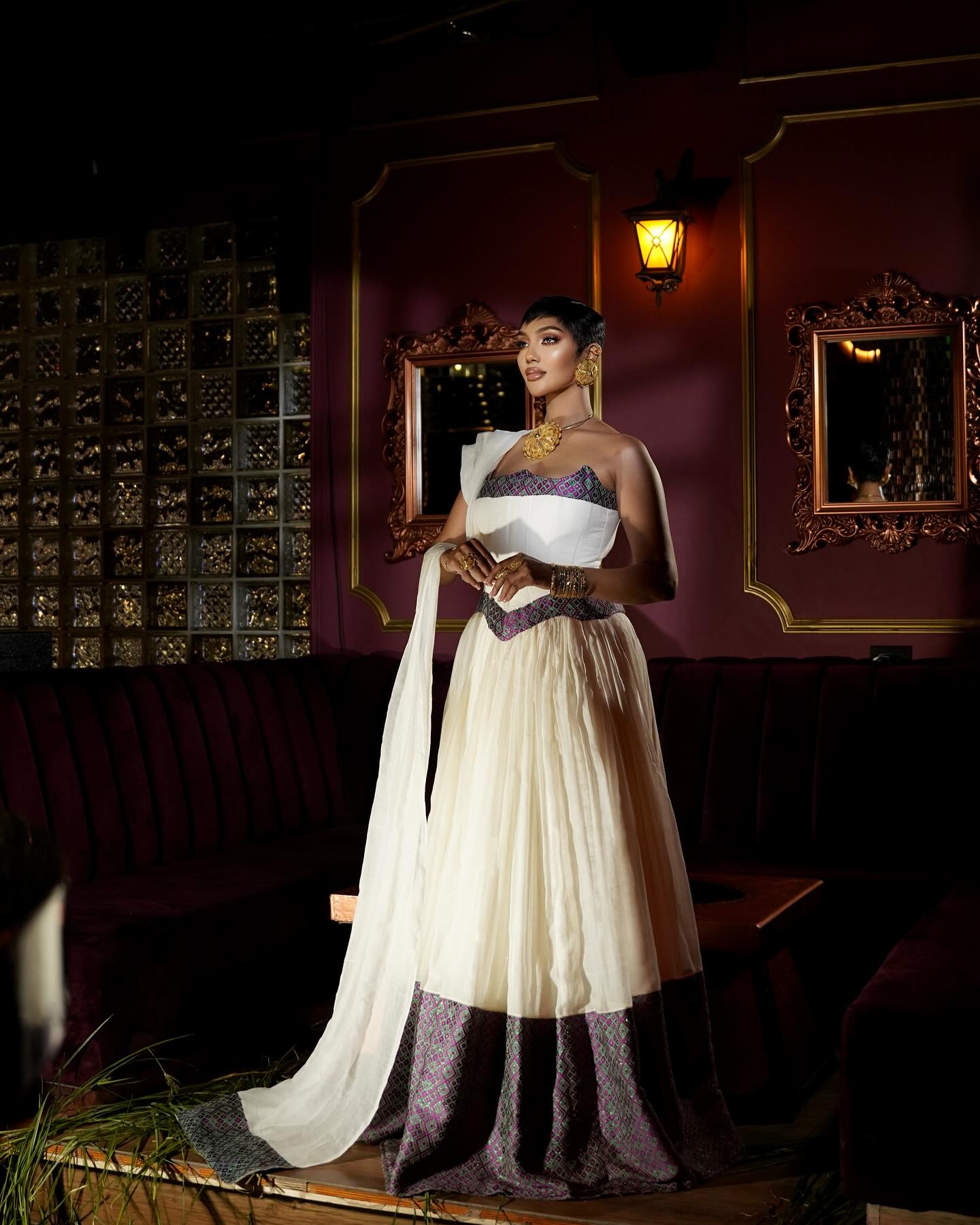JUDI BEAUTIFUL ETHIOPIAN CLOTHING | GRACEFUL HABESHA KEMIS | OFF-SHOULDER HABESHA DRESS