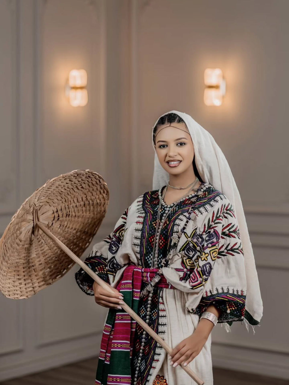 FANTANESH CLASSIC TRADITIONAL ETHIOPIAN DRESS | HANDWOVEN COLORFUL HABESHA KEMIS | REAL SILVER HABESHA DRESS