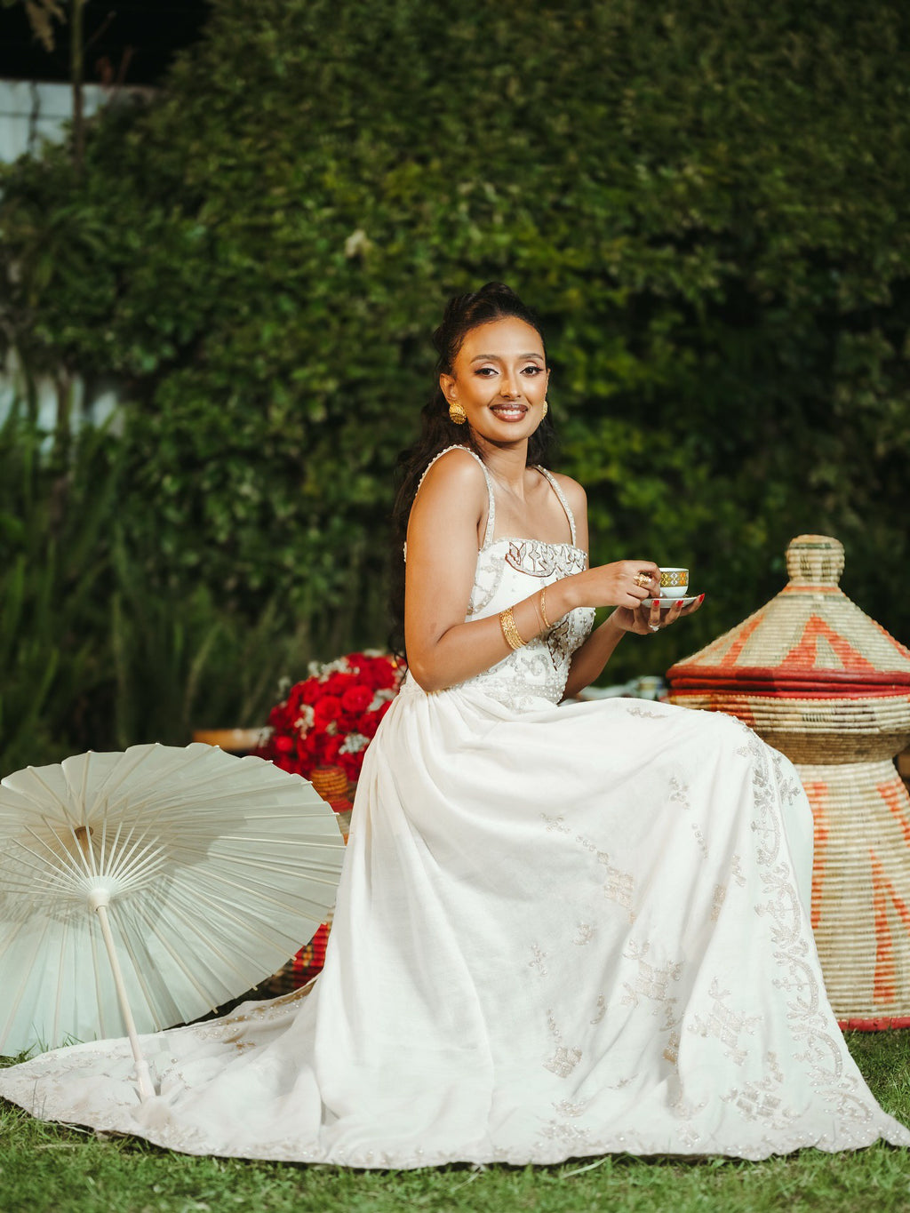 LISHAN ETHIOPIAN MODERN HABESHA OUTFITS FOR COUPLES | WHITE CEREMONIAL MATCHING OUTFIT | CLASSIC COUPLE'S SET FOR WEDDING