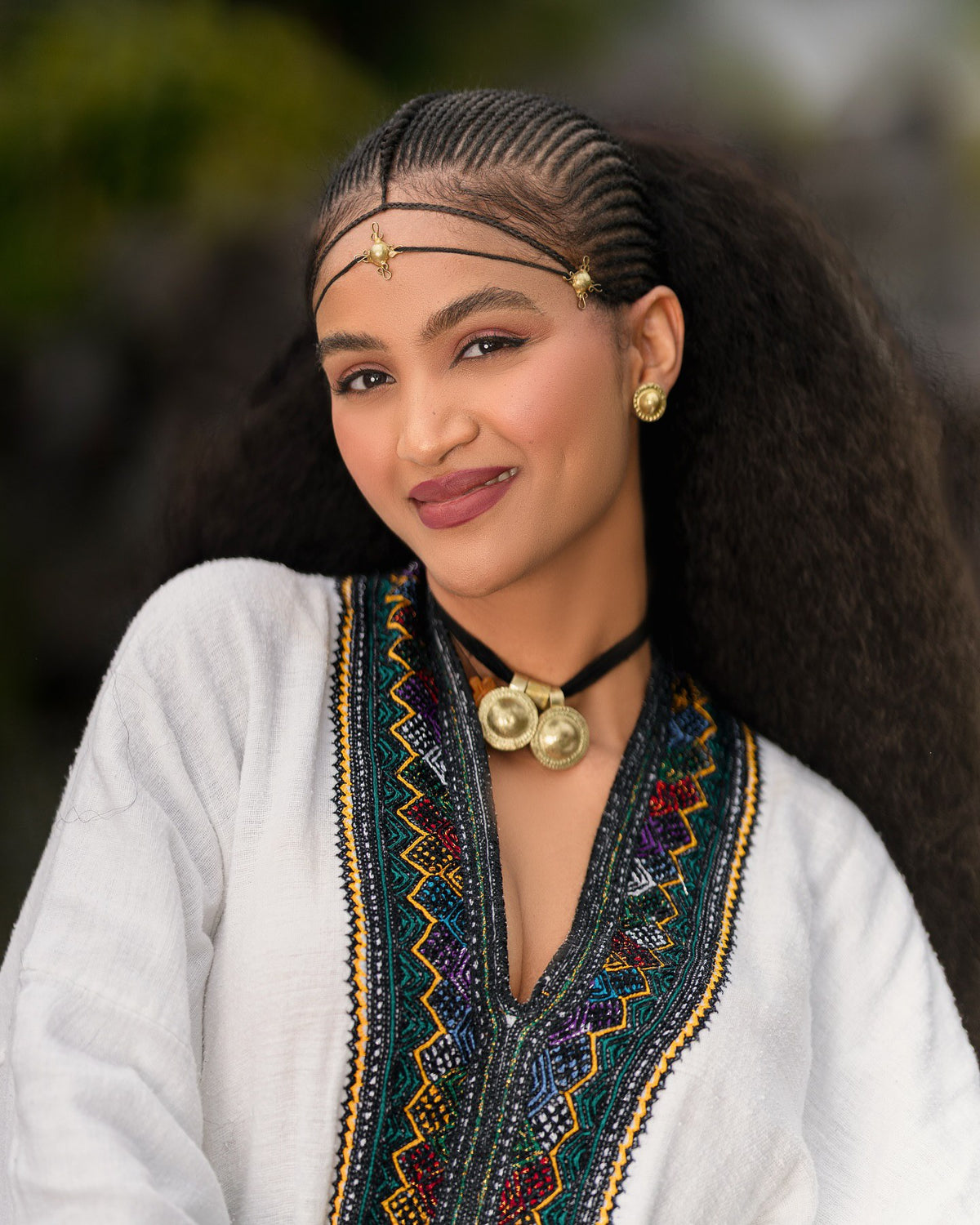 MENBI MULTICOLOR ZIGZAG TIBEB DESIGN ETHIOPIAN CLOTHING | BEAUTIFUL HABESHA DRESS FOR HOLIDAY | WIDE SLEEVE HABESHA KEMIS