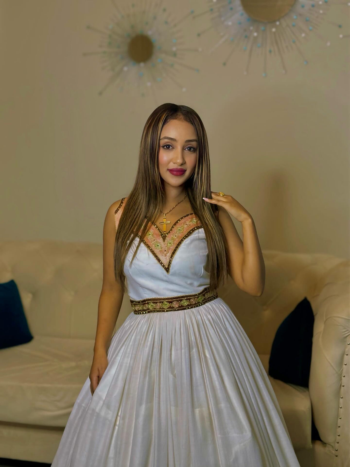 AYAL TRADITIONAL ETHIOPIAN WEDDING DRESS | HABESHA DRESS FOR BRIDES | CROSS EMBROIDERY HABESHA KEMIS