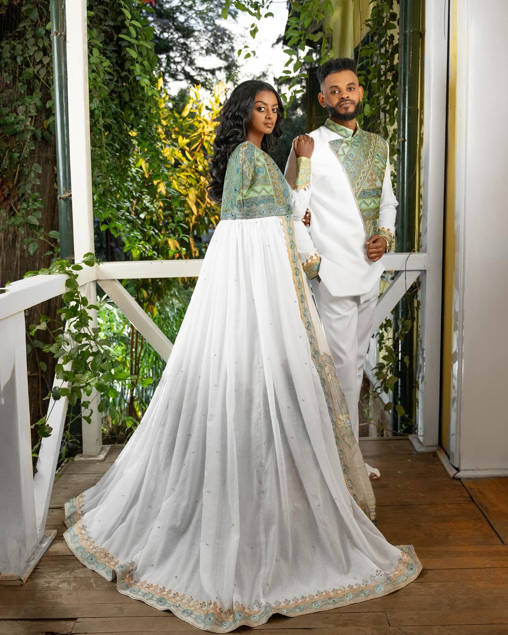 AYNADIS MATCHING HABESHA DRESS AND SUIT | ETHIOPIAN COUPLE ATTIRE | MODERN TRADITIONAL DESIGN