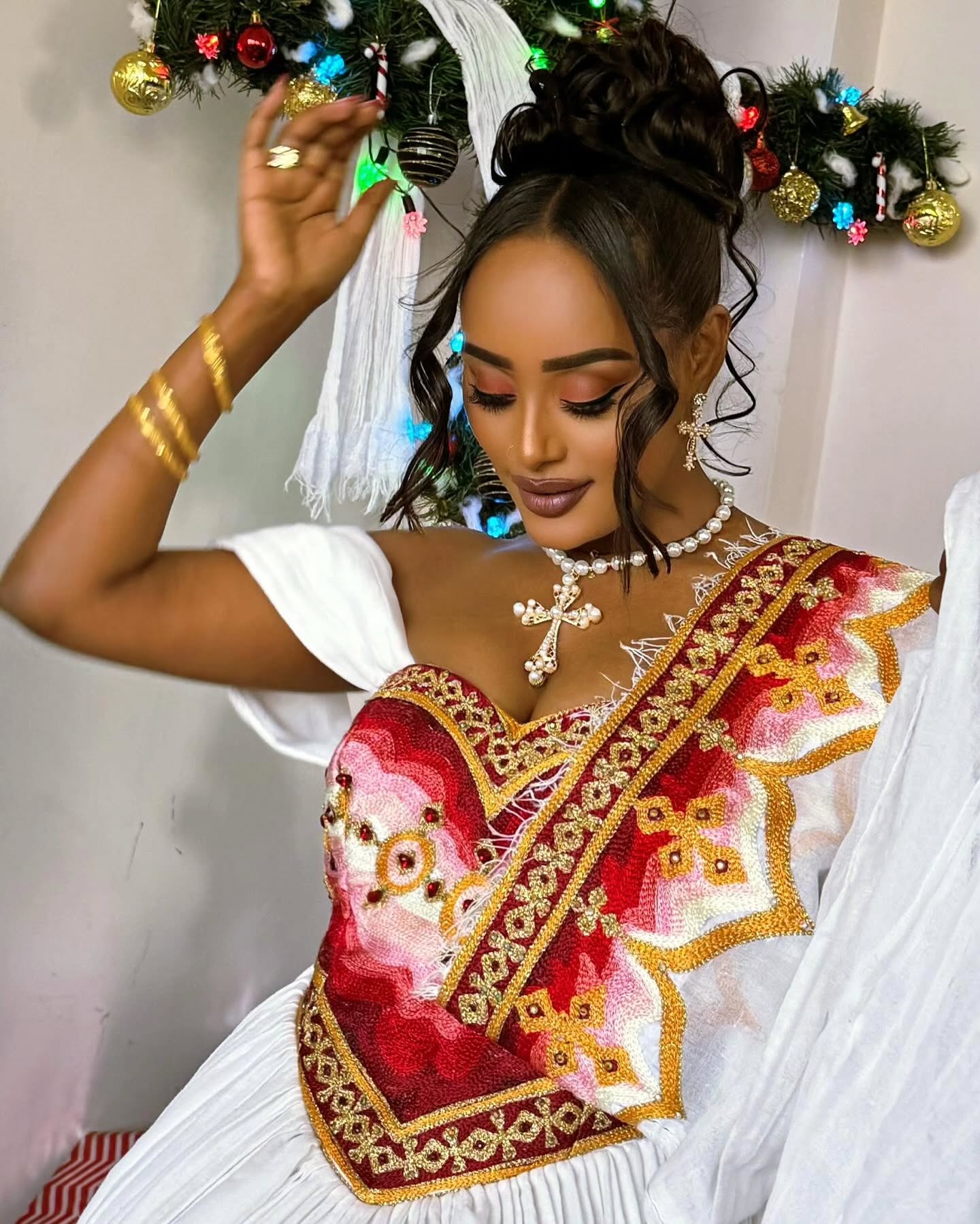 TIRUGENZEB ETHIOPIAN WEDDING DRESS | MULTICOLORED HABESHA KEMIS | HABESHA DRESS FOR WEDDING