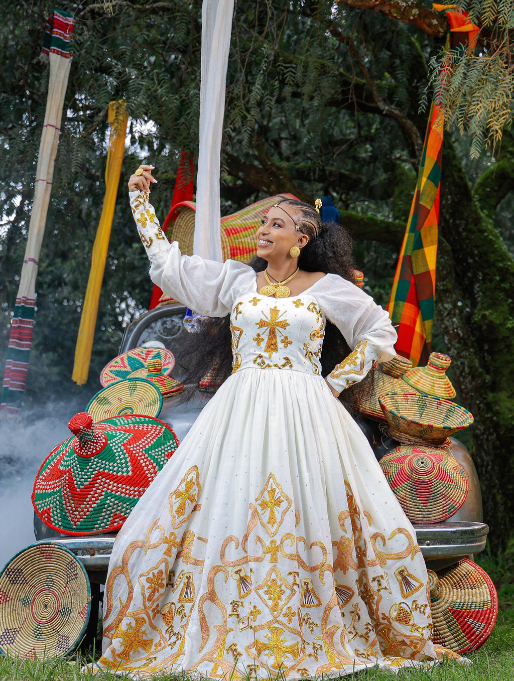 LONG SLEEVE HABESHA KEMIS – ELEGANT TRADITIONAL ETHIOPIAN DRESS MADE FROM HABESHA CLOTH