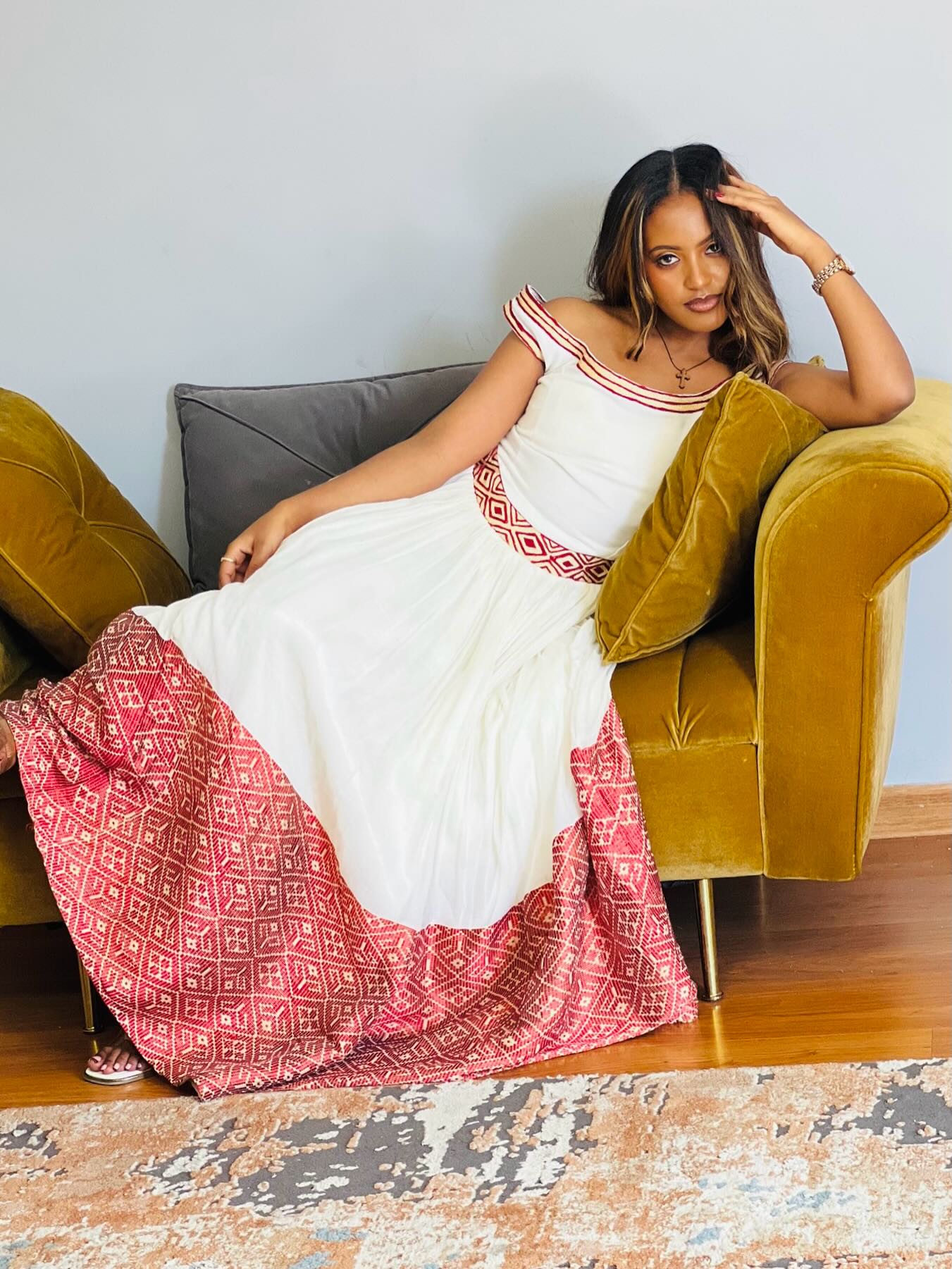 SINAFKSH HABESHA KEMIS | ETHIOPIAN TRADITIONAL DRESS | HABESHA DRESS WITH STYLISH PATTERN