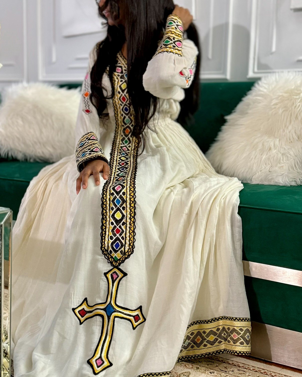 ETSEHIWET LONG SLEEVE HABESHA DRESS | GRACEFUL HABESHA DRESS | TRADITIONAL ETHIOPIAN DRESS & HABESHA CLOTH