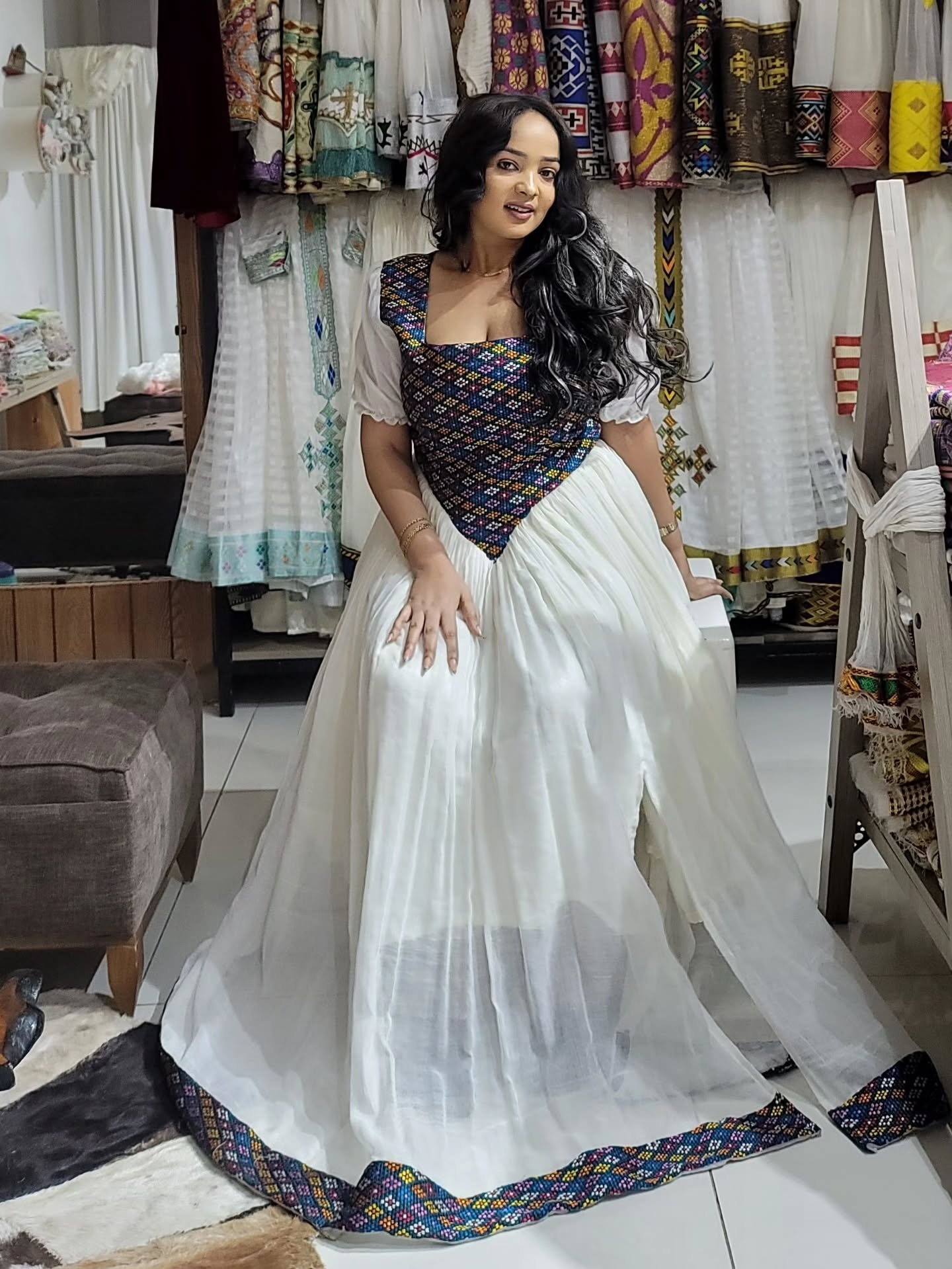 EJIGAYEW TRADITIONAL ETHIOPIAN DRESS | HABESHA DRESS & ETHIOPIAN TRADITIONAL CLOTHING | SHORT SLEEVE HABESHA KEMIS