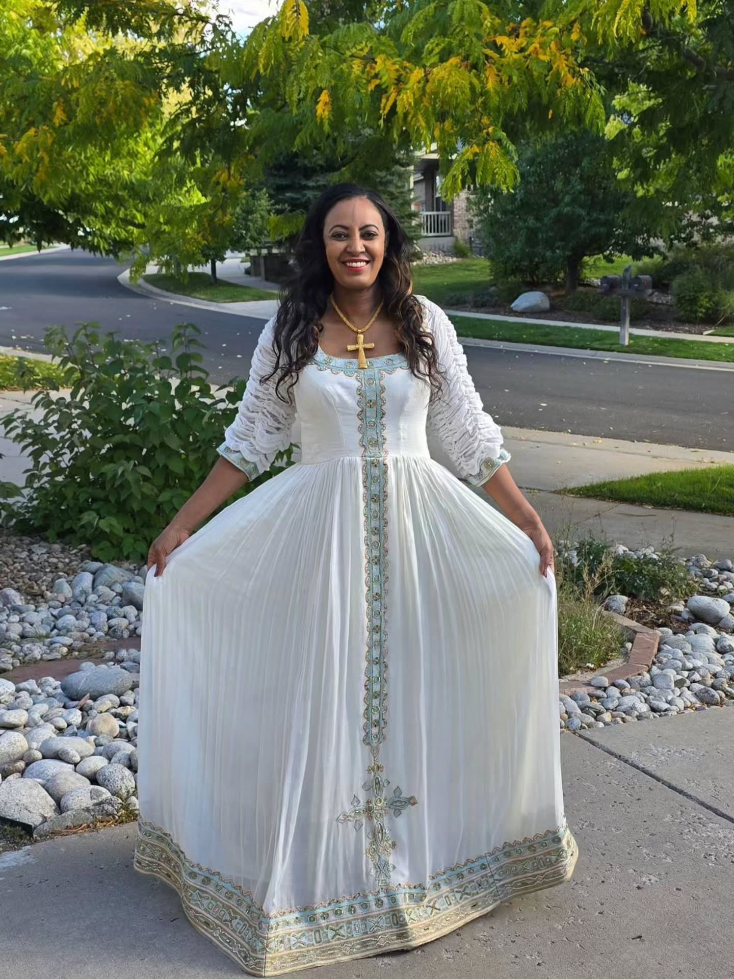 MAZENGIYA BEAUTIFUL HABESHA DRESS | INSPIRED ETHIOPIAN CLOTHING | CHARMING HABESHA KEMIS