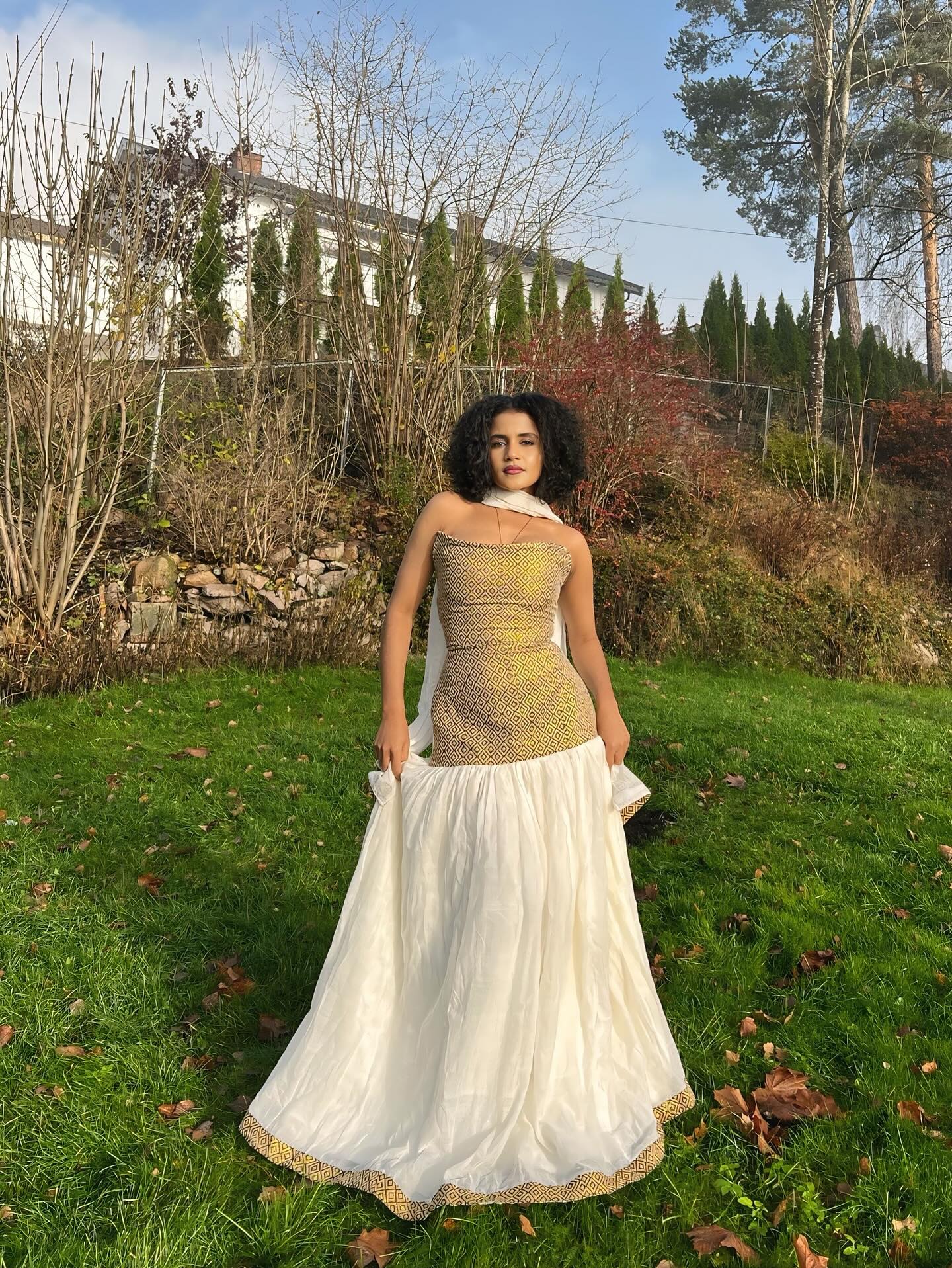 TIMNET REGAL ETHIOPIAN CLOTHING | HANDCRAFTED HABESHA DRESS | VIBRANT HABESHA KEMIS