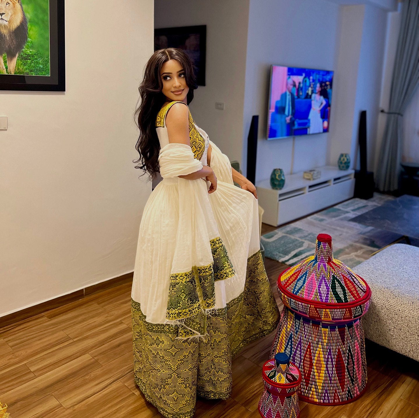 ALEME ROYAL ETHIOPIAN DRESS | DISTINCTIVE HERITAGE HABESHA KEMIS | HANDWOVEN HABESHA DRESS