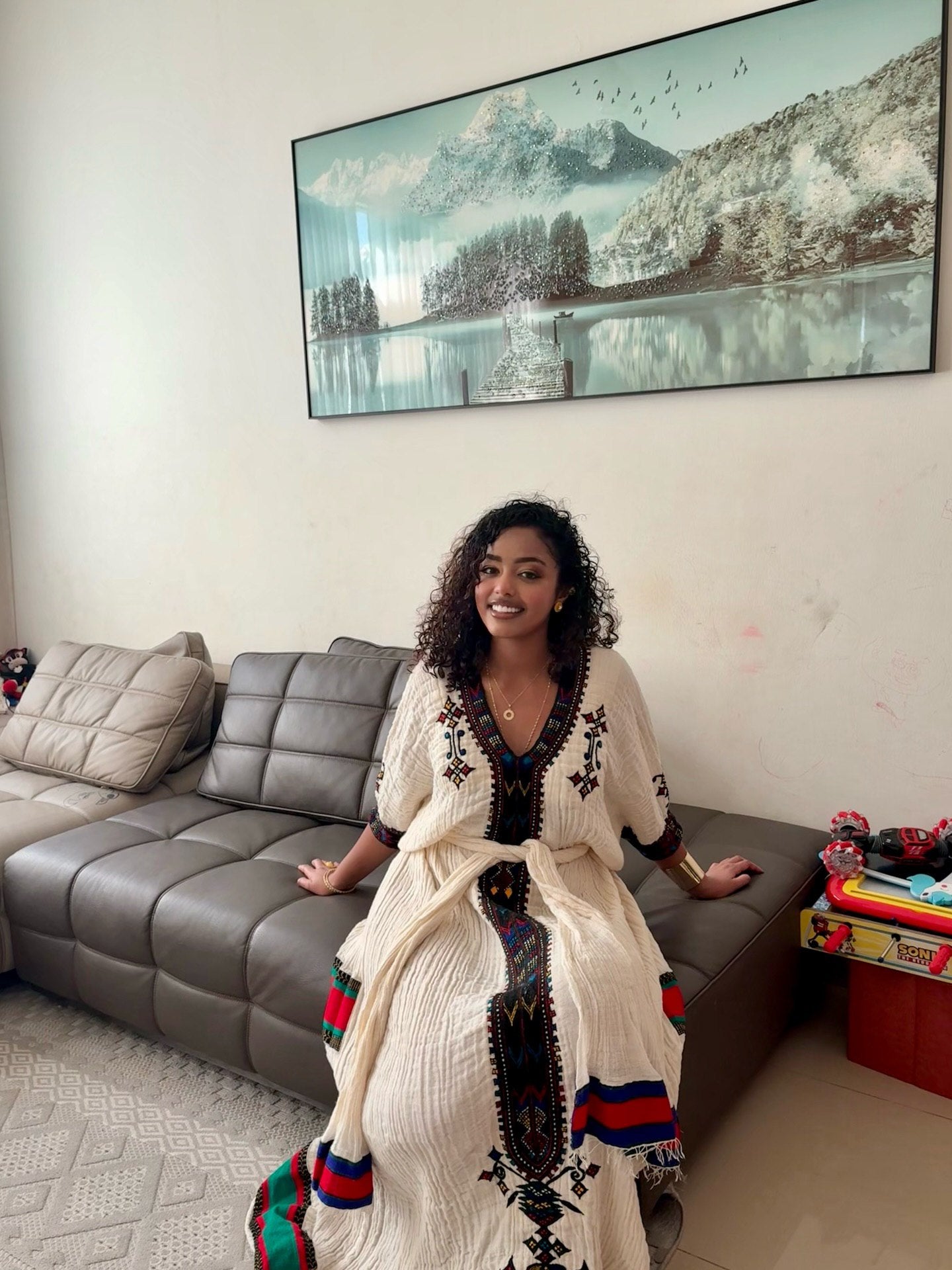 YALEMSEW MULTICOLOR HABESHA DRESSTRADITIONAL ETHIOPIAN CLOTHING | AUTHENTIC CULTURAL HABESHA KEMIS