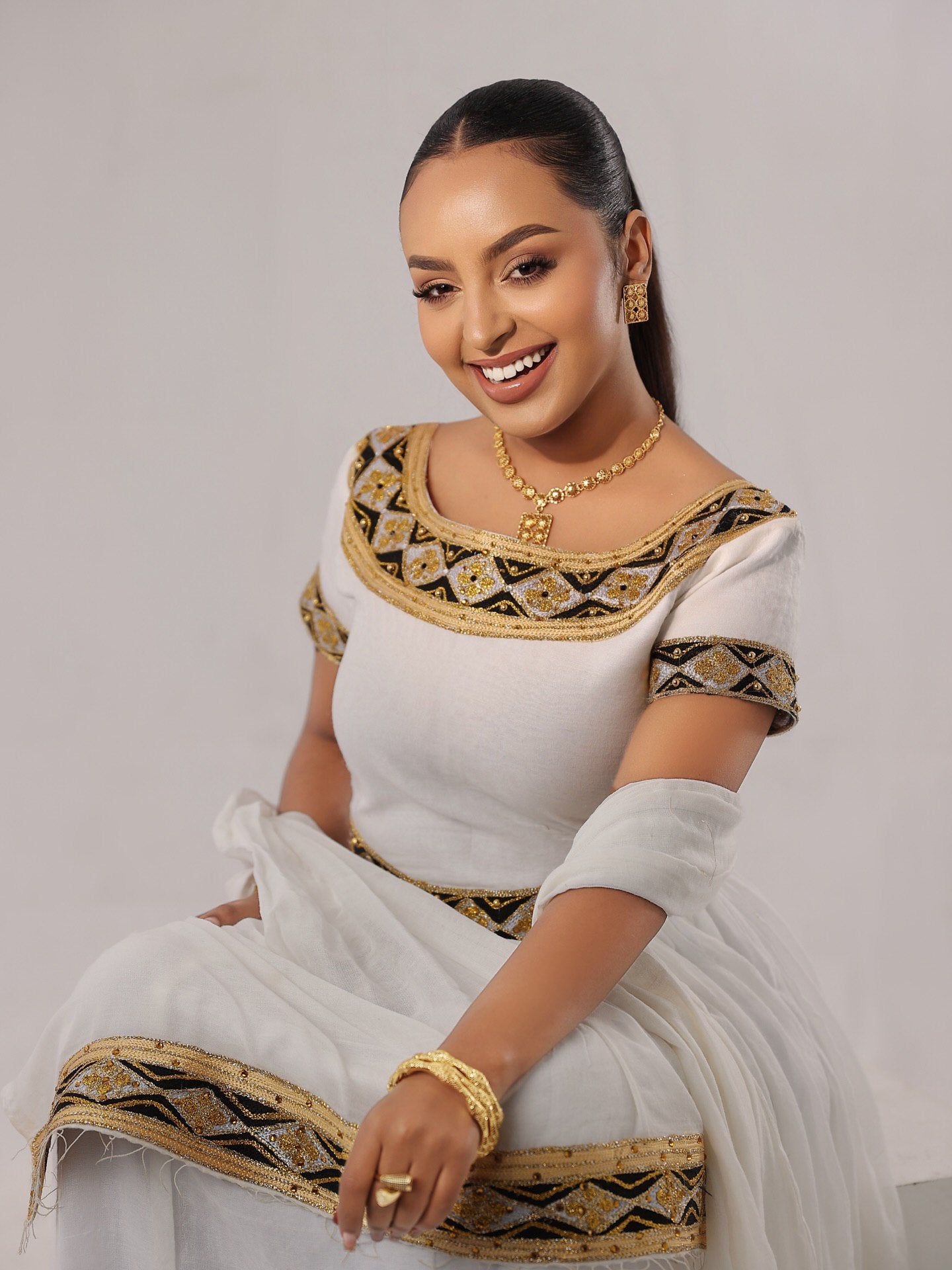 MAHTEBE AUTHENTIC HABESHA KEMIS | SHORT SLEEVE HABESHA DRESS | TIMELESS ETHIOPIAN CLOTHING