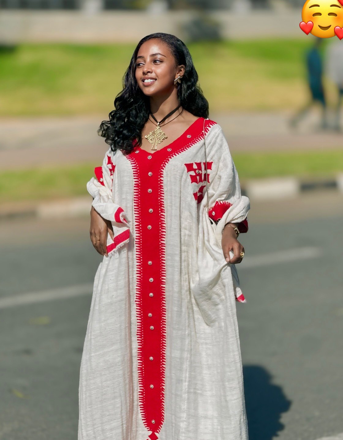 BEYENECH BEAUTIFUL ETHIOPIAN CLOTHING | RED EMBROIDERY HABESHA DRESS | HANDWOVEN HABESHA KEMIS