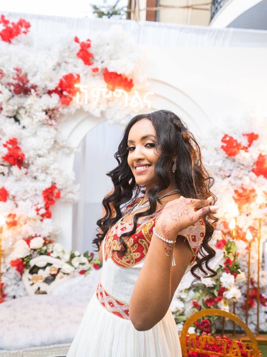 REDIETNESH RADIANT HABESHA KEMIS | RED AND GOLDEN HABESHA DRESS | ETHIOPIAN WEDDING DRESS