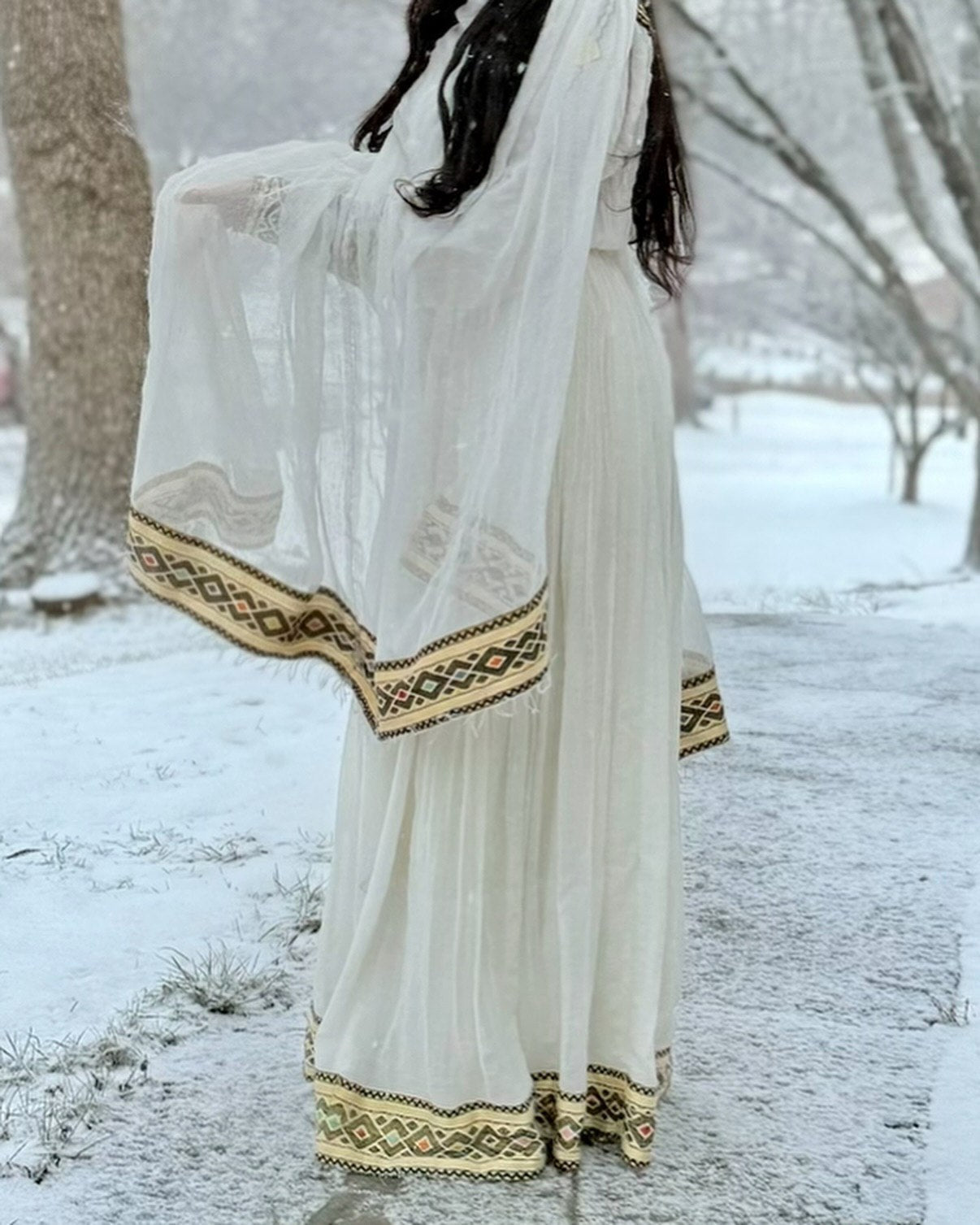 ETSEHIWET LONG SLEEVE HABESHA DRESS | GRACEFUL HABESHA DRESS | TRADITIONAL ETHIOPIAN DRESS & HABESHA CLOTH