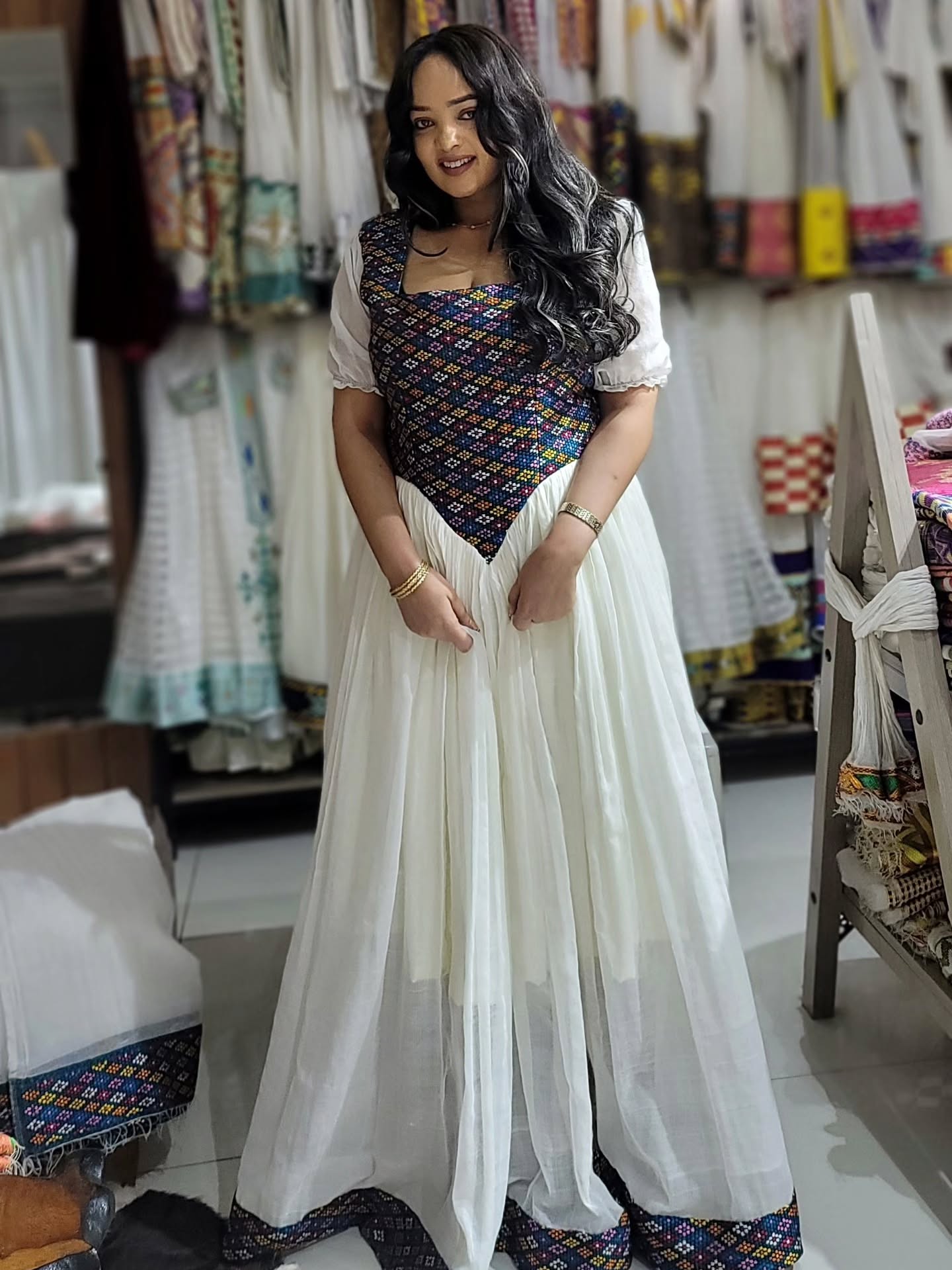 EJIGAYEW TRADITIONAL ETHIOPIAN DRESS | HABESHA DRESS & ETHIOPIAN TRADITIONAL CLOTHING | SHORT SLEEVE HABESHA KEMIS