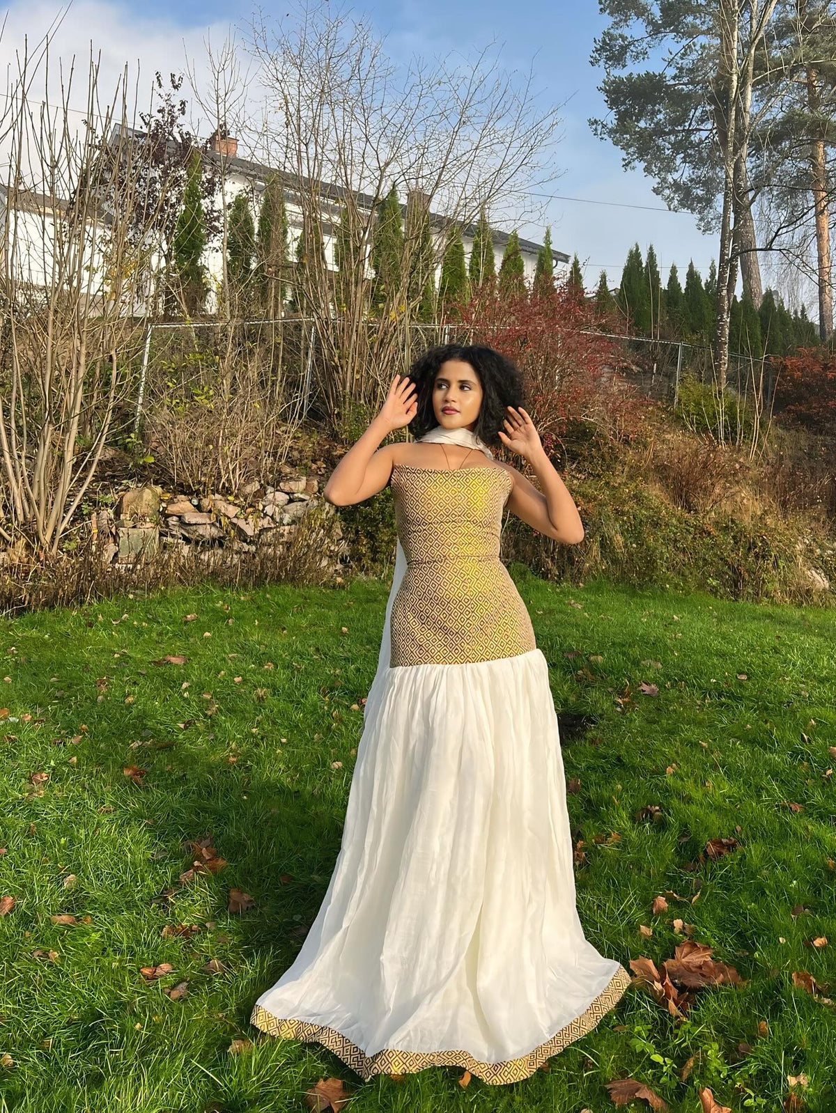 TIMNET REGAL ETHIOPIAN CLOTHING | HANDCRAFTED HABESHA DRESS | VIBRANT HABESHA KEMIS