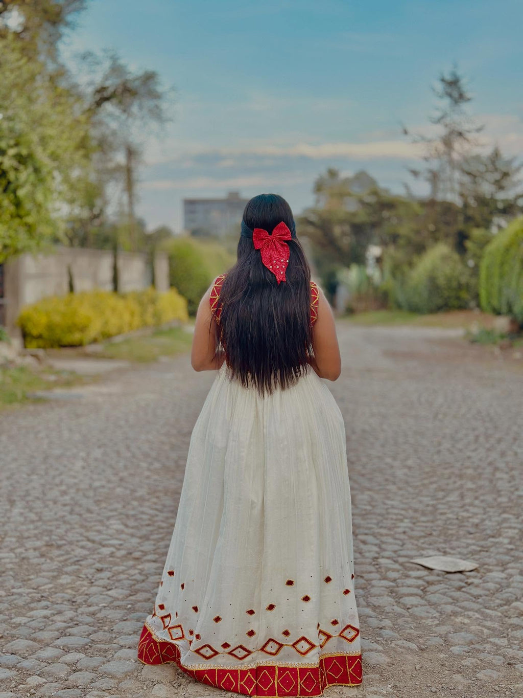 ADINA TRADITIONAL ETHIOPIAN WEDDING DRESS | VIBRANT EMBROIDERY HABESHA DRESS | HABESHA KEMIS FOR WEDDING