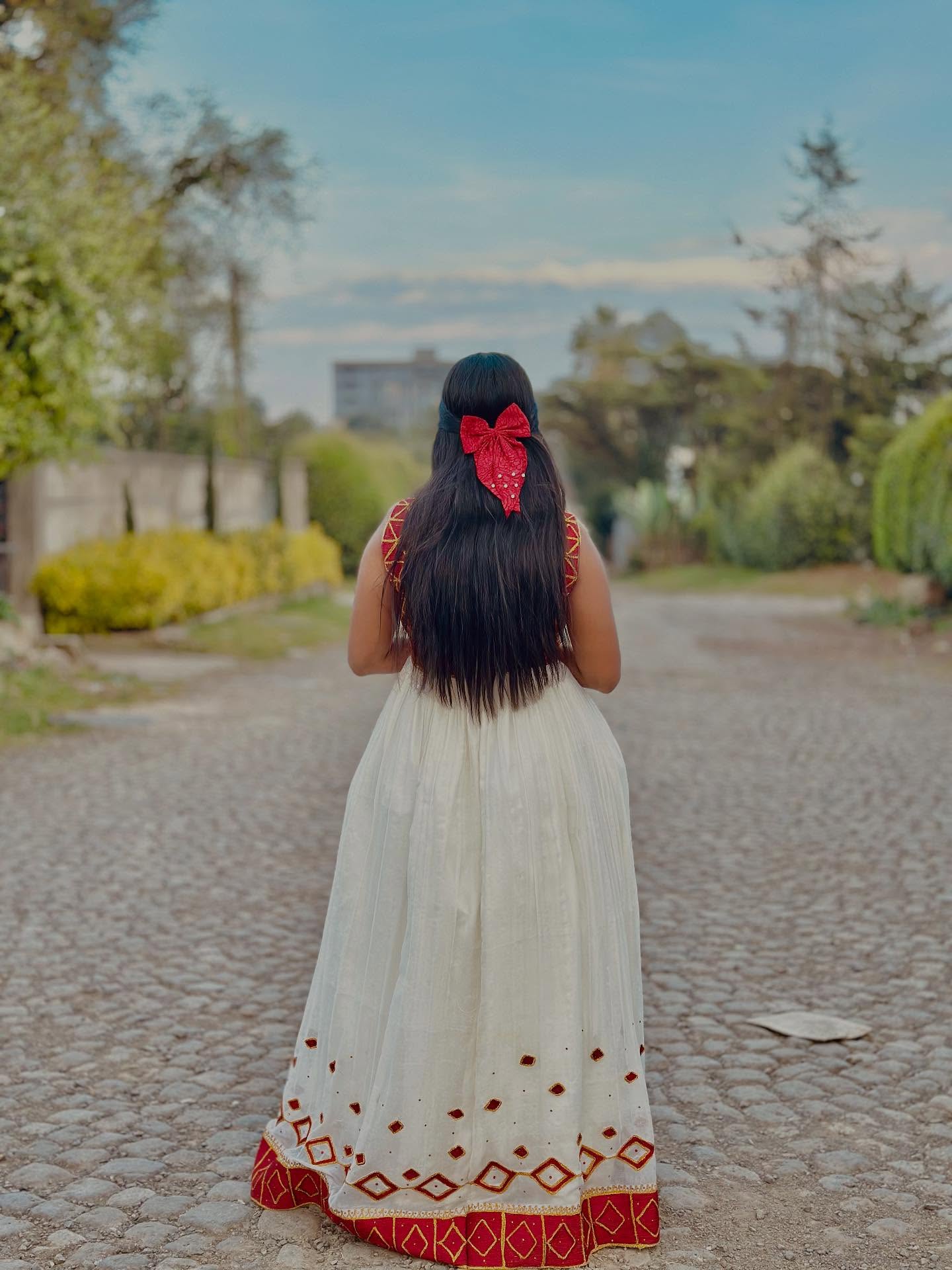 ADINA TRADITIONAL ETHIOPIAN WEDDING DRESS | VIBRANT EMBROIDERY HABESHA DRESS | HABESHA KEMIS FOR WEDDING