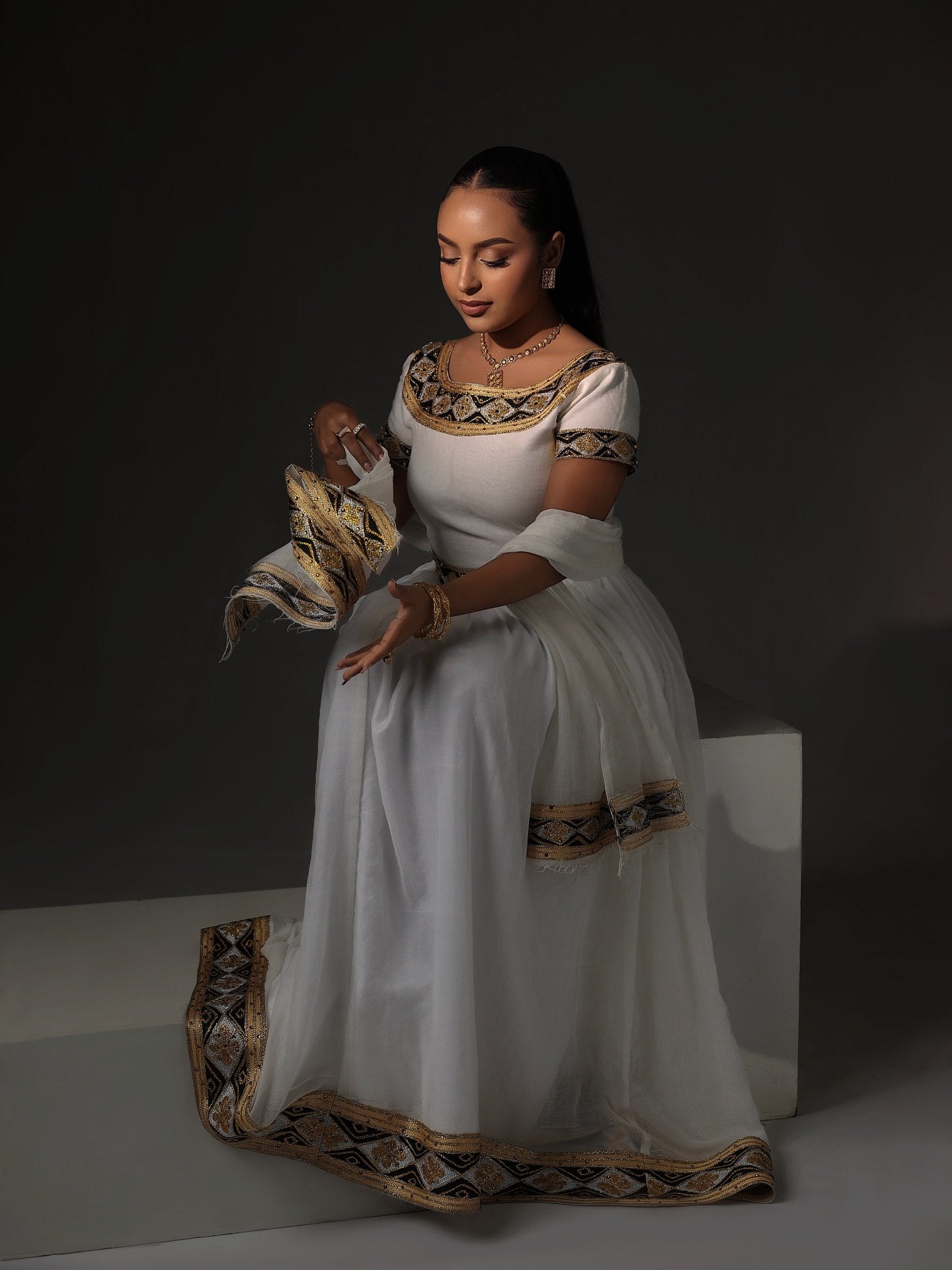 MAHTEBE AUTHENTIC HABESHA KEMIS | SHORT SLEEVE HABESHA DRESS | TIMELESS ETHIOPIAN CLOTHING