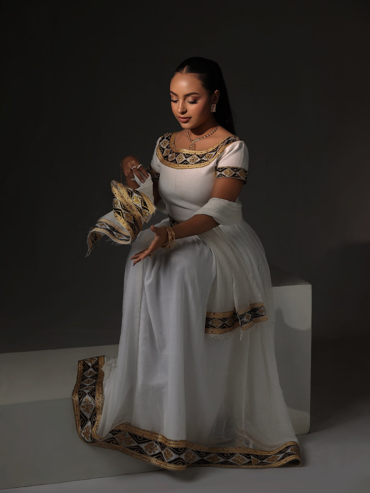 MAHTEBE AUTHENTIC HABESHA KEMIS | SHORT SLEEVE HABESHA DRESS | TIMELESS ETHIOPIAN CLOTHING