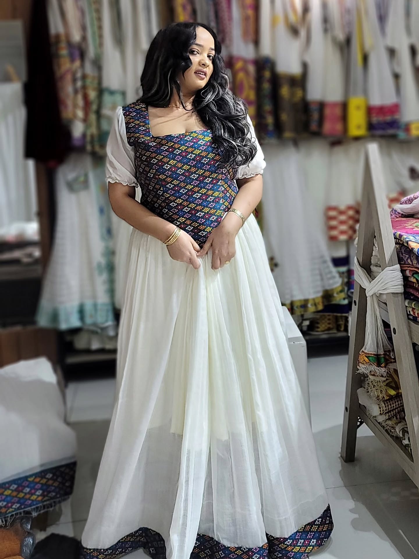 EJIGAYEW TRADITIONAL ETHIOPIAN DRESS | HABESHA DRESS & ETHIOPIAN TRADITIONAL CLOTHING | SHORT SLEEVE HABESHA KEMIS