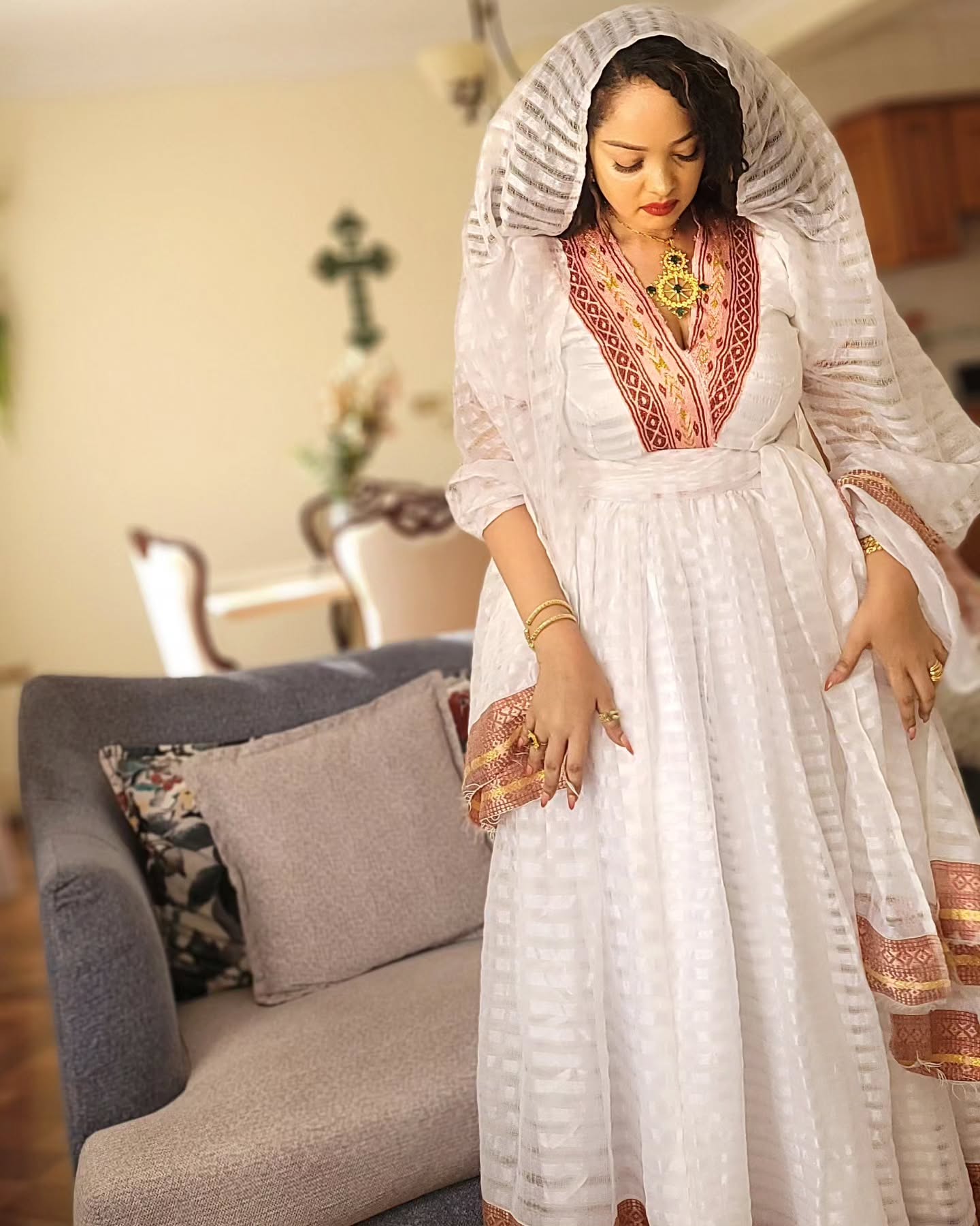 NANI VIBRANT HABESHA KEMIS | TRADITIONAL ETHIOPIAN DRESS | HABESHA DRESS INSPIRED BY HABESHA CLOTH