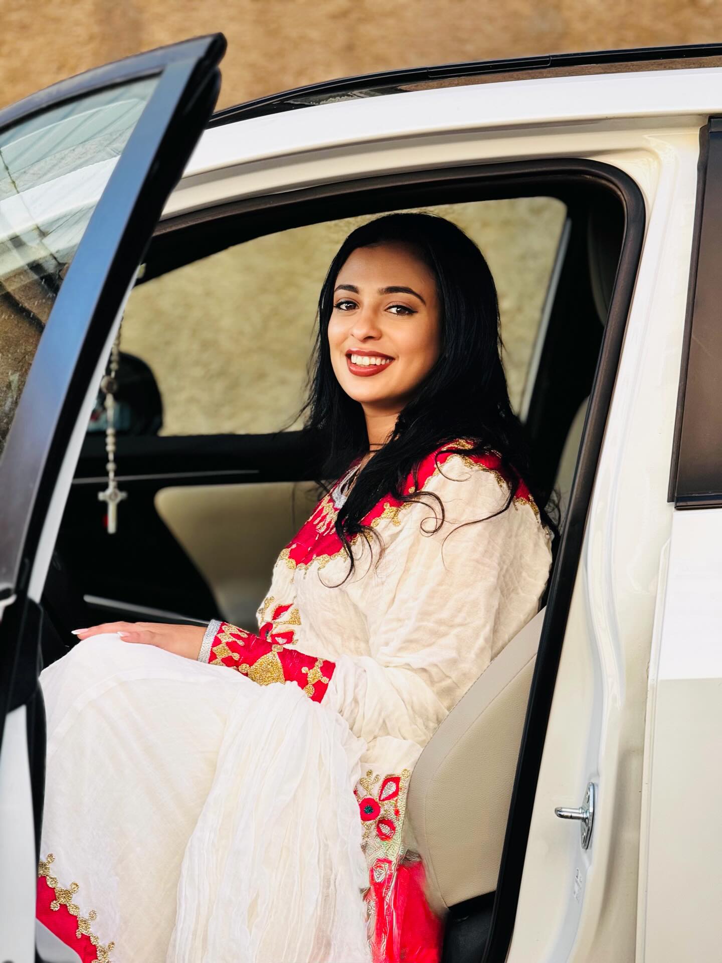 MUSHRIT RED PATTERN ETHIOPIAN DRESS | LONG SLEEVE HABESHA KEMIS | VIBRANT HABESHA DRESS FOR EVENT