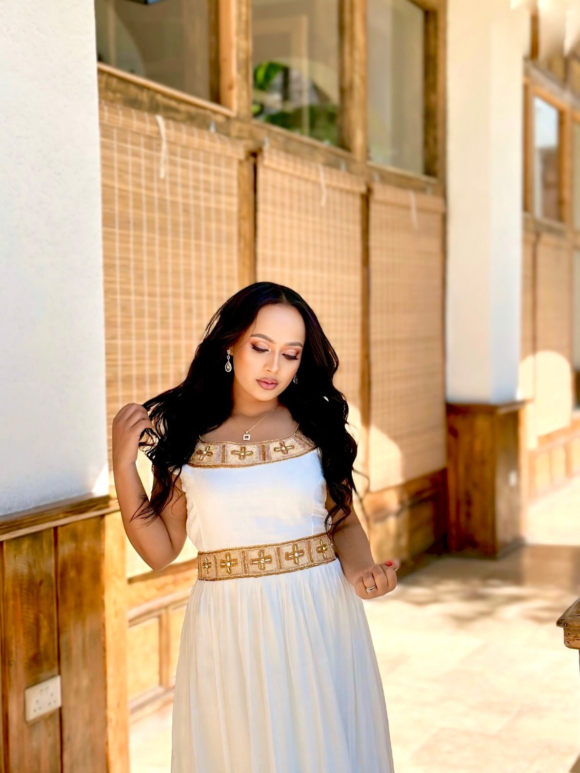 LIYAT SLEEVELESS HABESHA KEMIS WITH GOLDEN EMBROIDERY | HABESHA DRESS COLLECTION | ETHIOPIAN TRADITIONAL DRESS