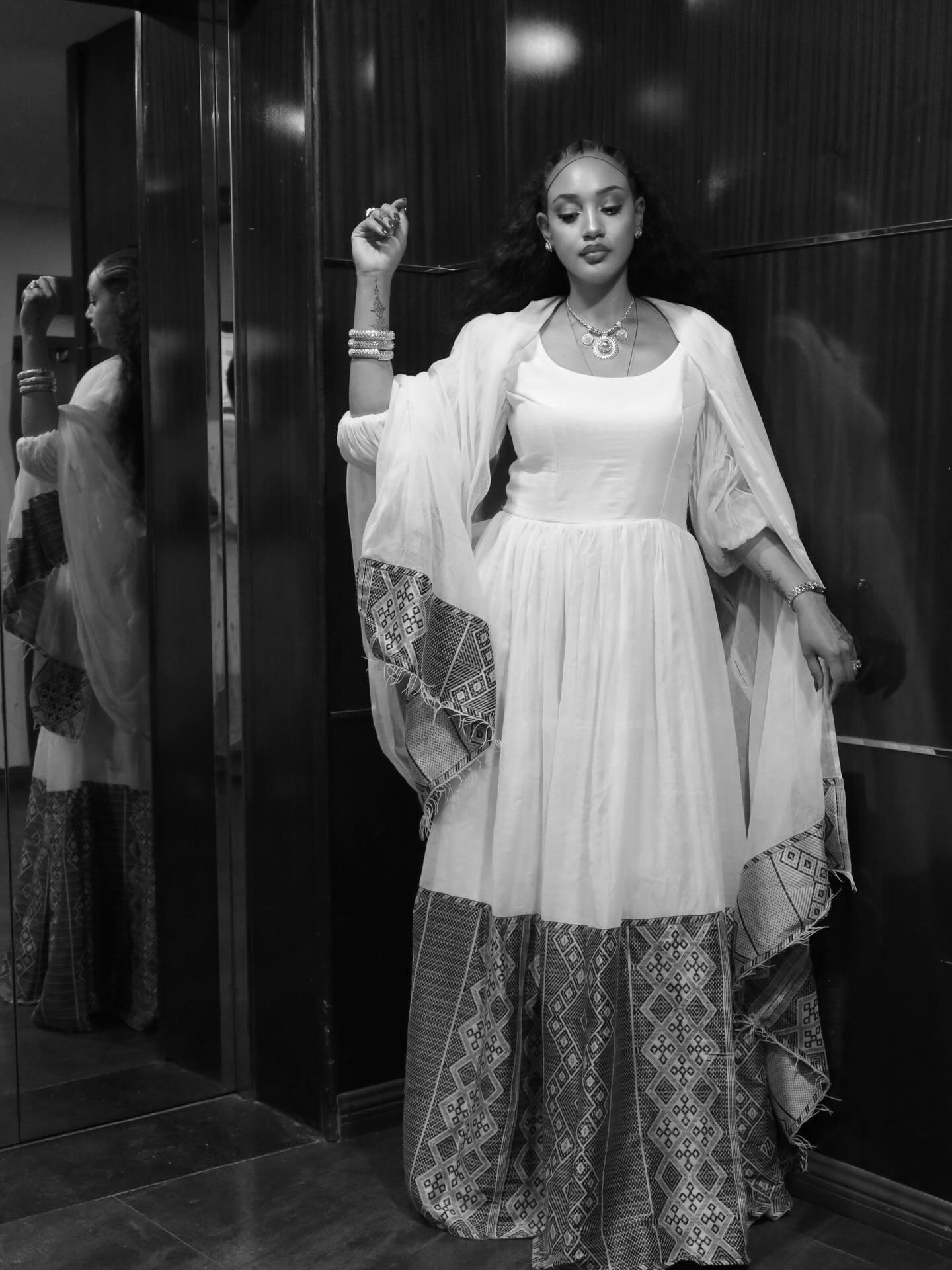 TRUFAT FLOWING LONG-SLEEVE HABESHA KEMIS | COLORFUL WOVEN HEM HABESHA DRESS | INSPIRED BY ETHIOPIAN CLOTHING
