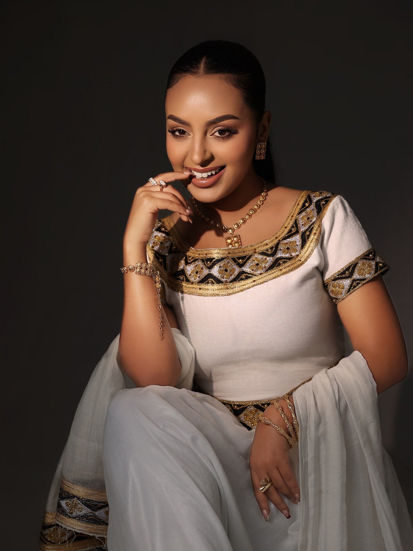 MAHTEBE AUTHENTIC HABESHA KEMIS | SHORT SLEEVE HABESHA DRESS | TIMELESS ETHIOPIAN CLOTHING