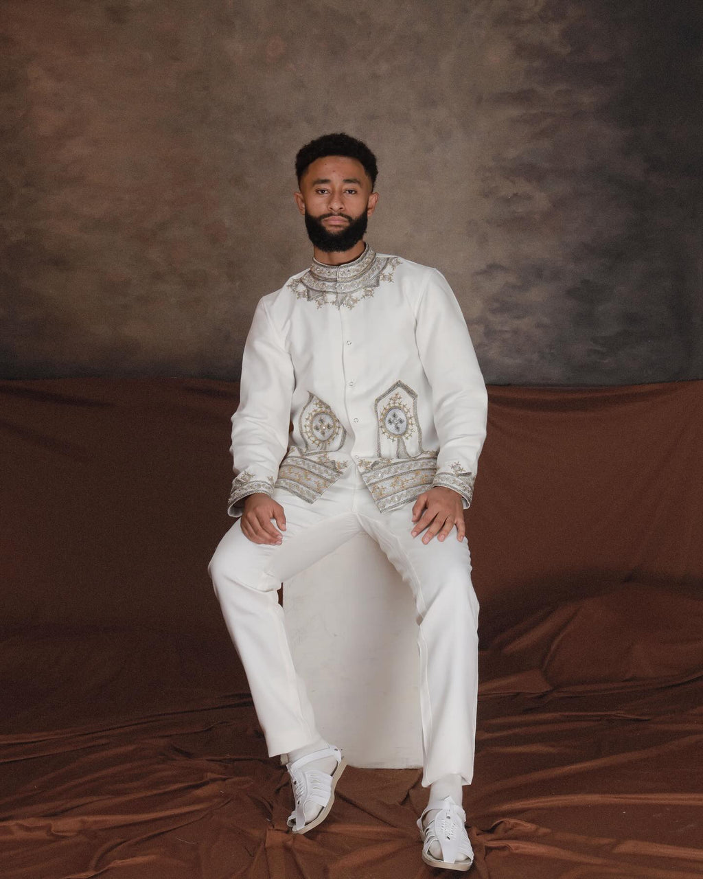 MARE ETHIOPIAN OUTFIT FOR COUPLES | SILVER HABESHA TRADITIONAL WEAR | CULTURAL MATCHING COUPLES SET