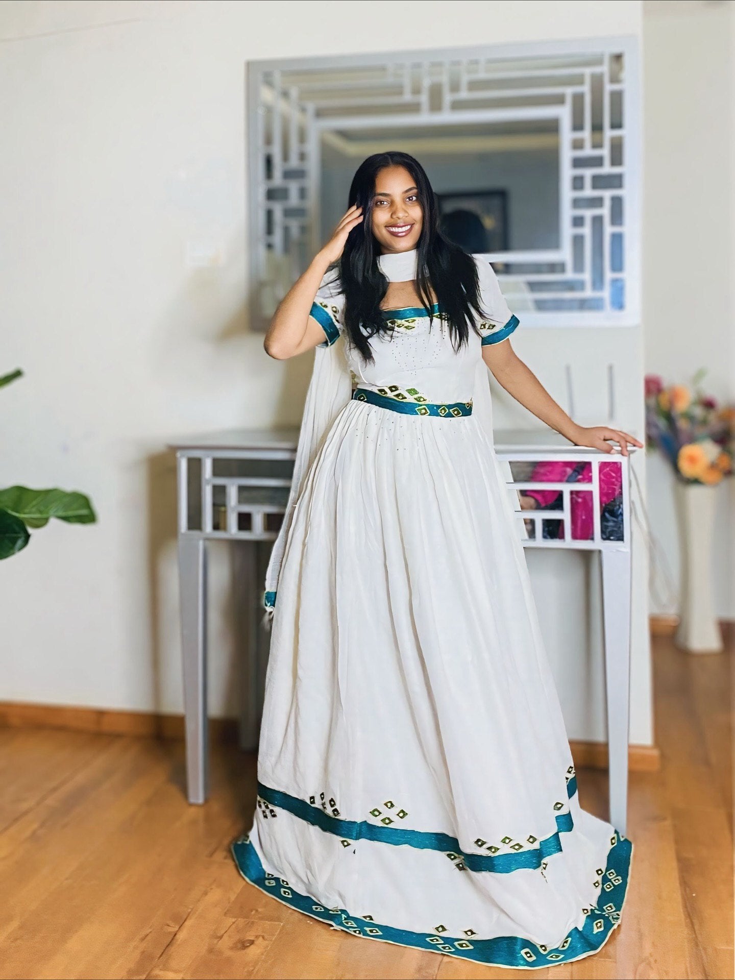 LEMI AUTHENTIC HABESHA DRESS | ETHIOPIAN TRADITIONAL DRESS | HANDWOVEN HABESHA KEMIS