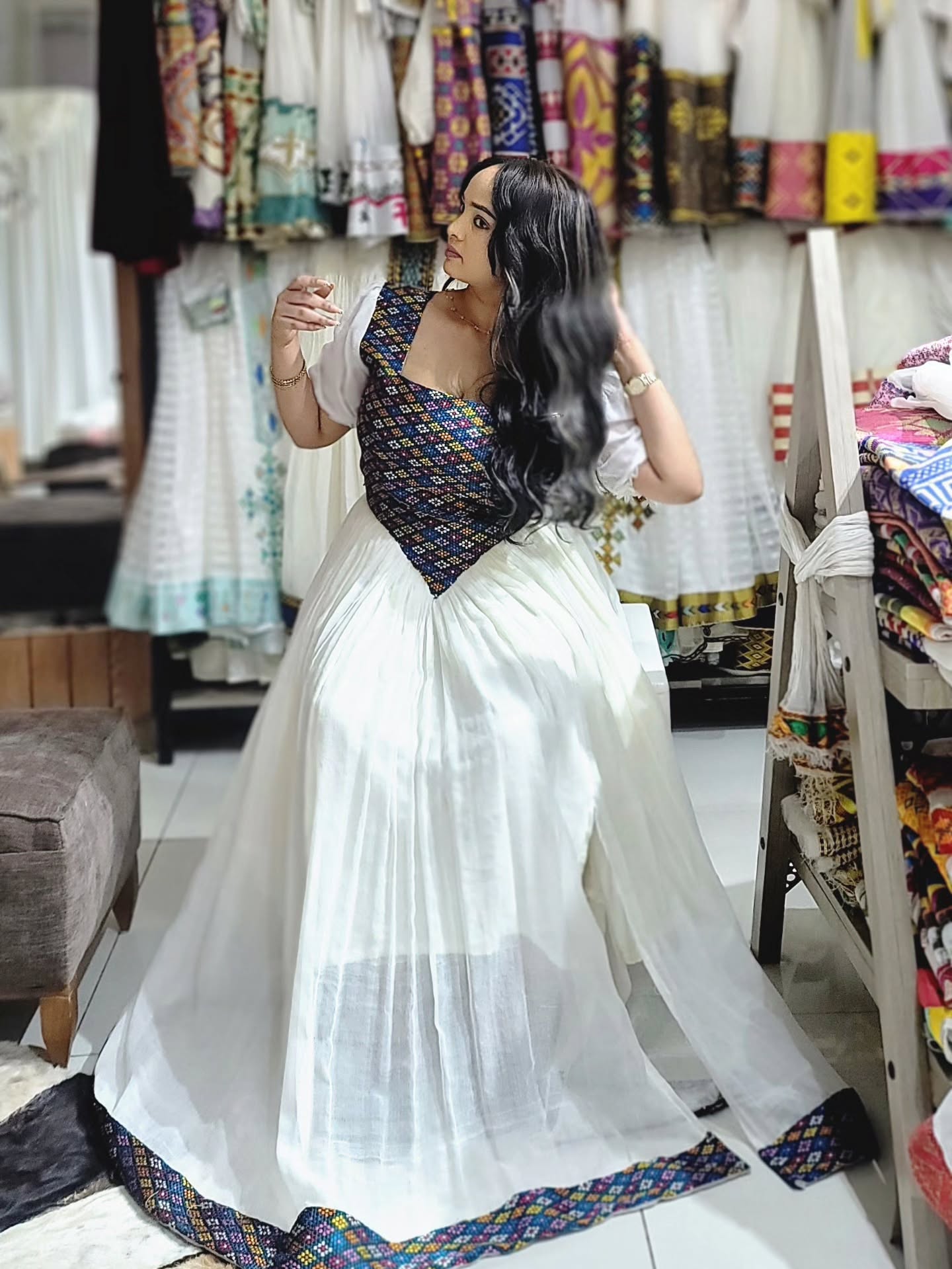 EJIGAYEW TRADITIONAL ETHIOPIAN DRESS | HABESHA DRESS & ETHIOPIAN TRADITIONAL CLOTHING | SHORT SLEEVE HABESHA KEMIS