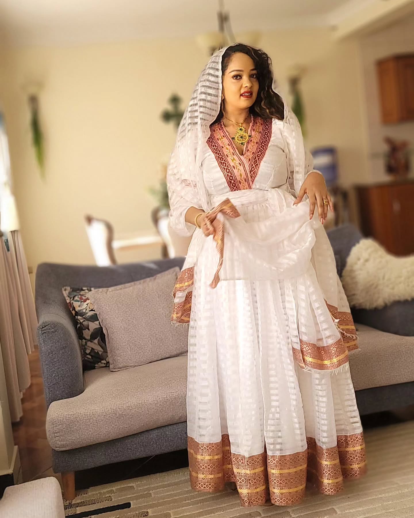 NANI VIBRANT HABESHA KEMIS | TRADITIONAL ETHIOPIAN DRESS | HABESHA DRESS INSPIRED BY HABESHA CLOTH