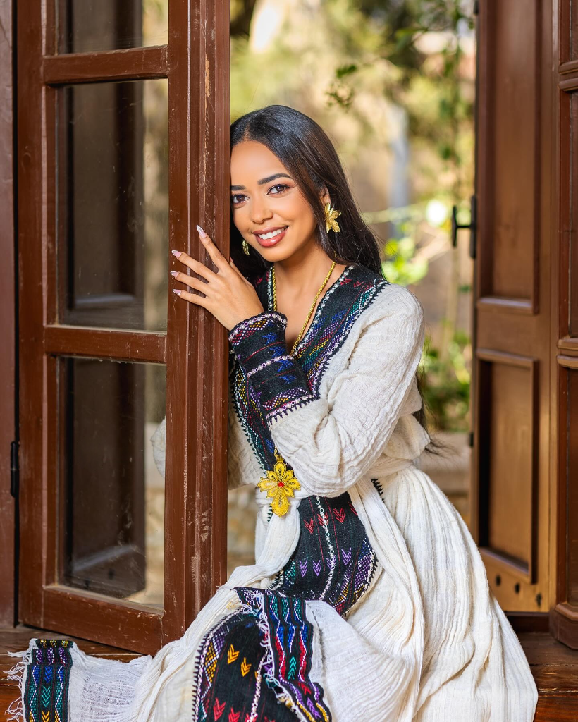 TIRUAYNET LONG SLEEVE HABESHA DRESS | ETHIOPIAN REAL SILVER TRADITIONAL DRESS | HABESHA KEMIS COLLECTION FOR WOMEN
