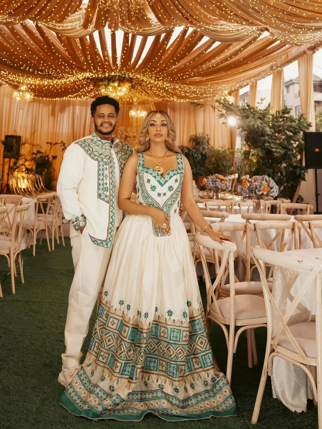 HABESHA DRESS COORDINATED COUPLE TRADITIONAL ETHIOPIAN DRESS WITH HERITAGE STYLE