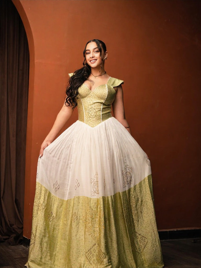 NETSU SLEEVELESS HABESHA KEMIS | HERITAGE HABESHA DRESS | TRADITIONAL ETHIOPIAN DRESS