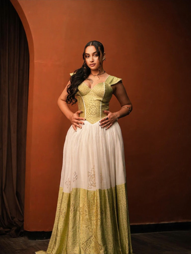 NETSU SLEEVELESS HABESHA KEMIS | HERITAGE HABESHA DRESS | TRADITIONAL ETHIOPIAN DRESS