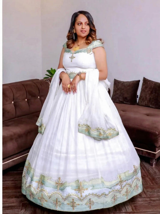 ELEGANT HABESHA TRADITIONAL DRESS – ETHIOPIAN CLOTHING & ETHIOPIAN WEDDING DRESS